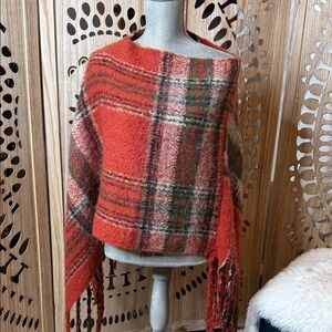 Source Unknown Red and Green Plaid Cape